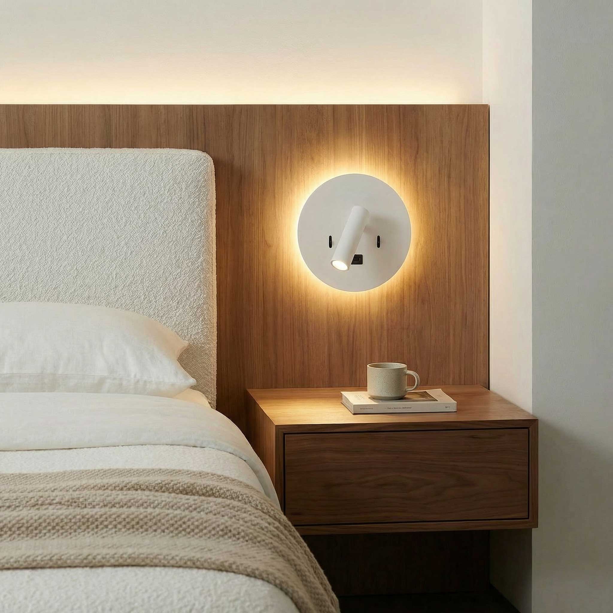 Ambientné bodové nástenné svetlo LED na čítanie s okrúhlym USB