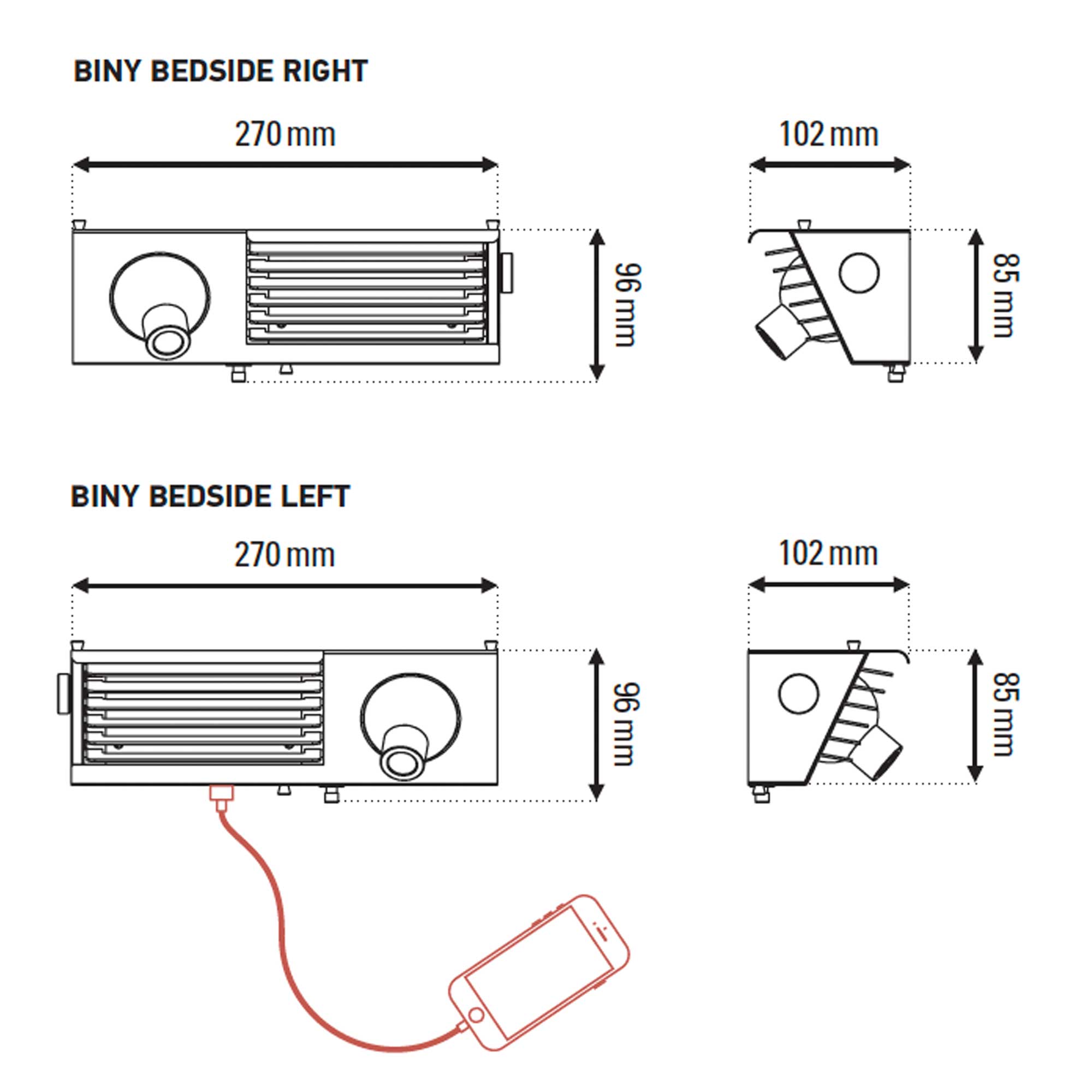 DCW éditions Biny LED nástenné svietidlo posteľ