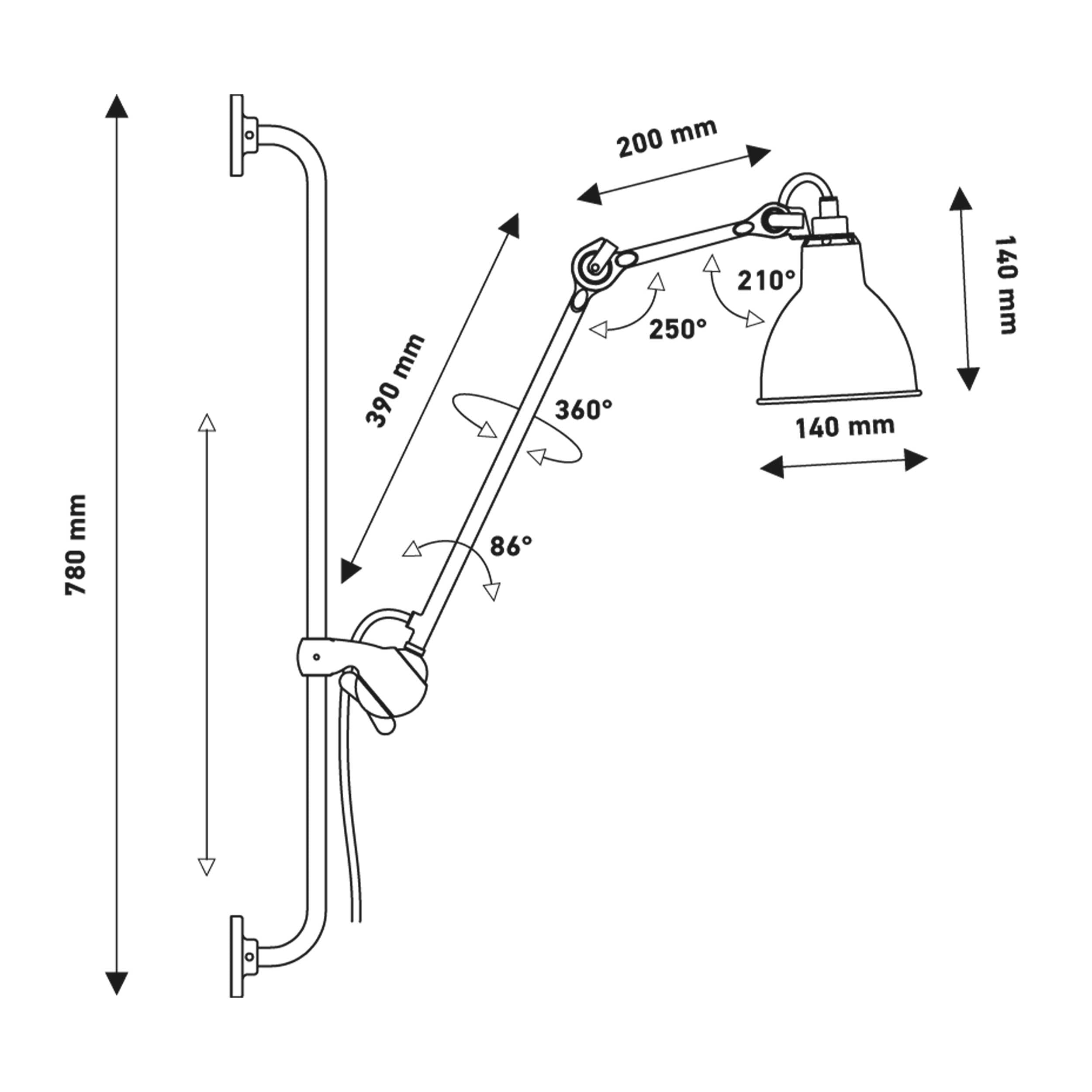 DCW éditions Lampe Gras N°210 E14 nástenné svietidlo s vypínačom