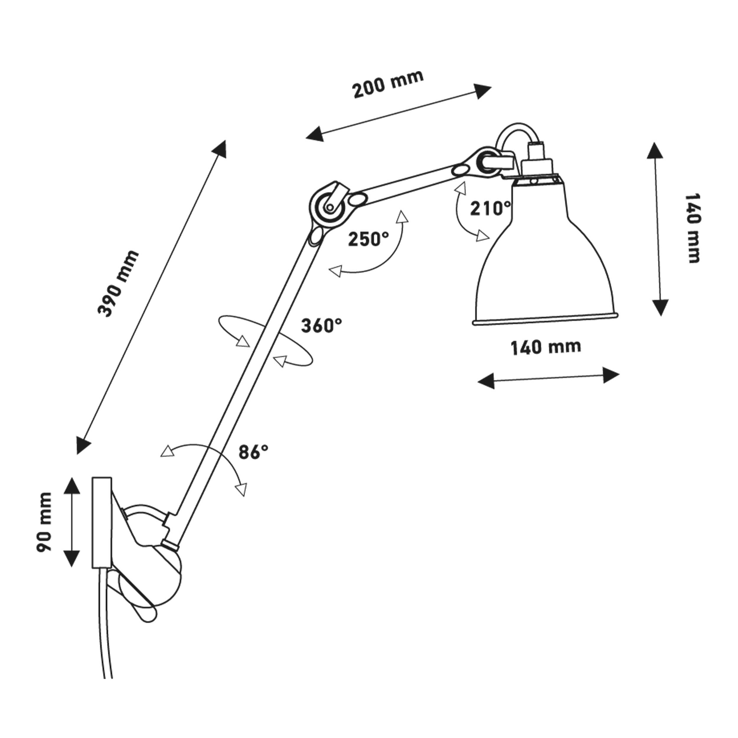 DCW éditions Lampe Gras N°222 E14 nástenné svietidlo
