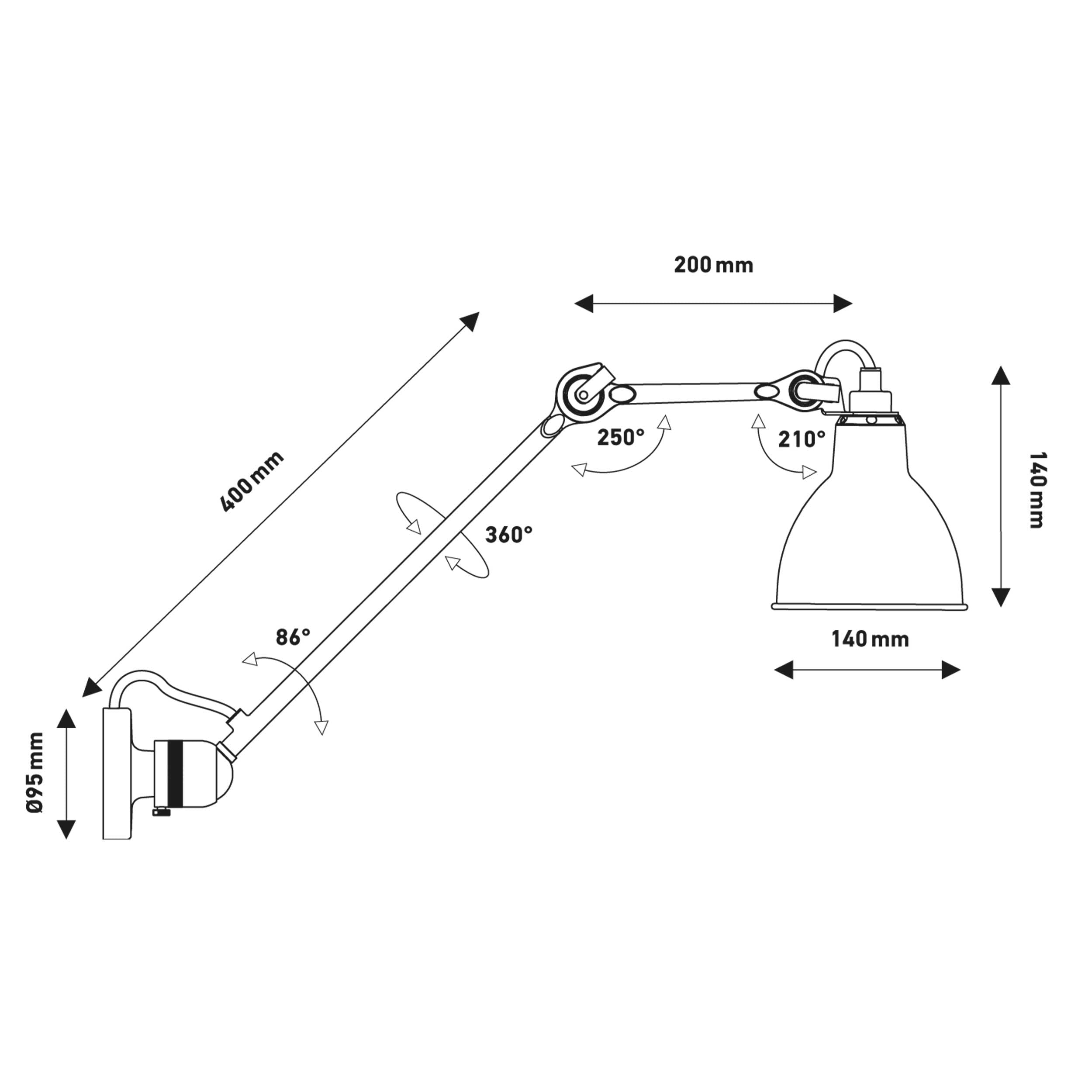 DCW éditions Lampe Gras N°304 L40 E14 nástenné svietidlo