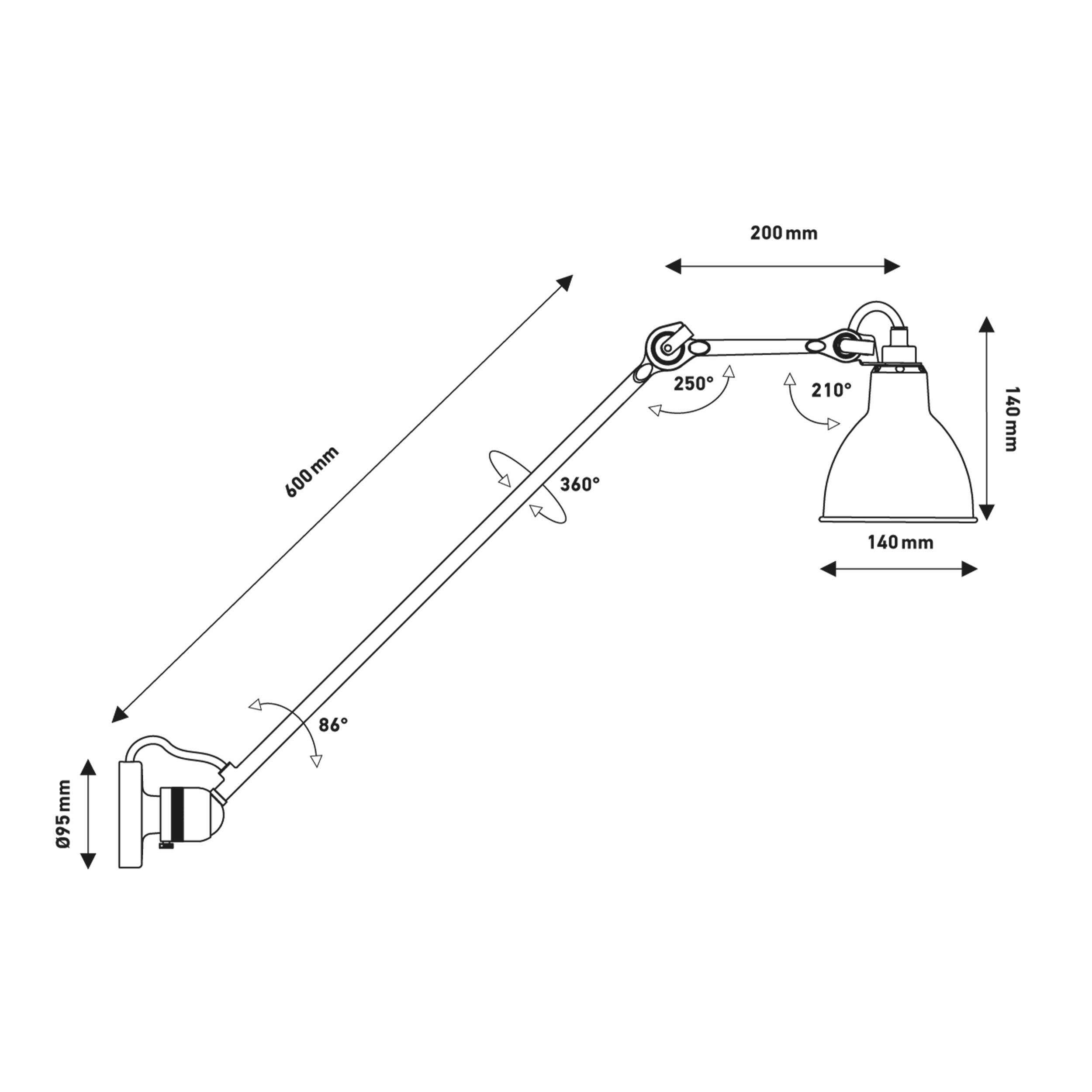 DCW éditions Lampe Gras N°304 L60 E14 nástenné svietidlo