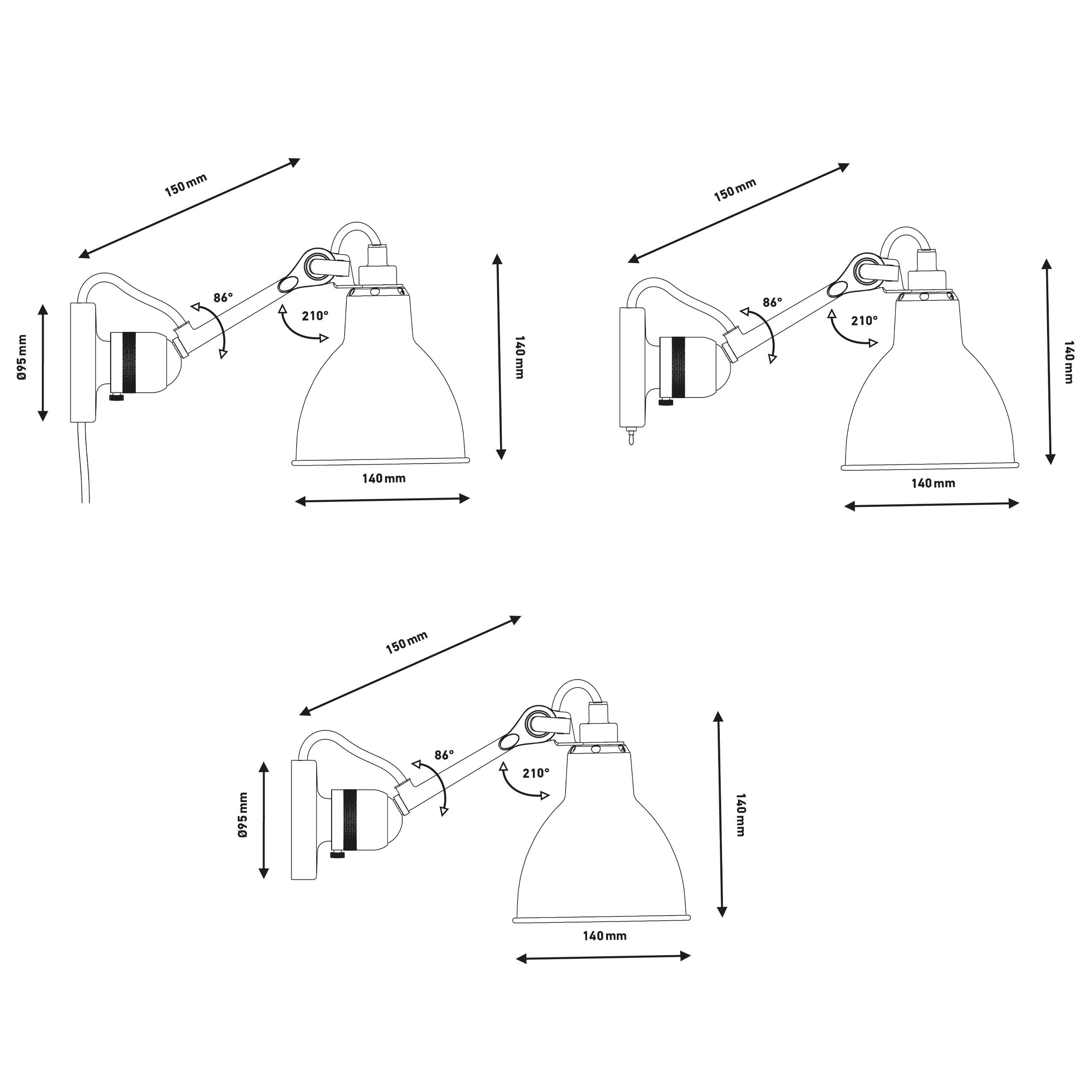 DCW éditions Lampe Gras N°304 E14 nástenná svietidlo čierna