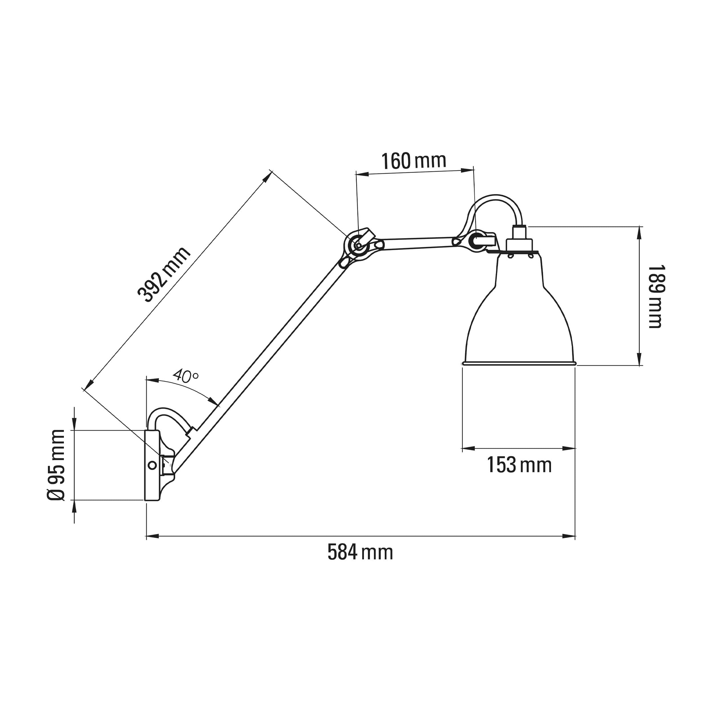 DCW éditions Lampe Gras N°122 E27 nástenná svietidlo