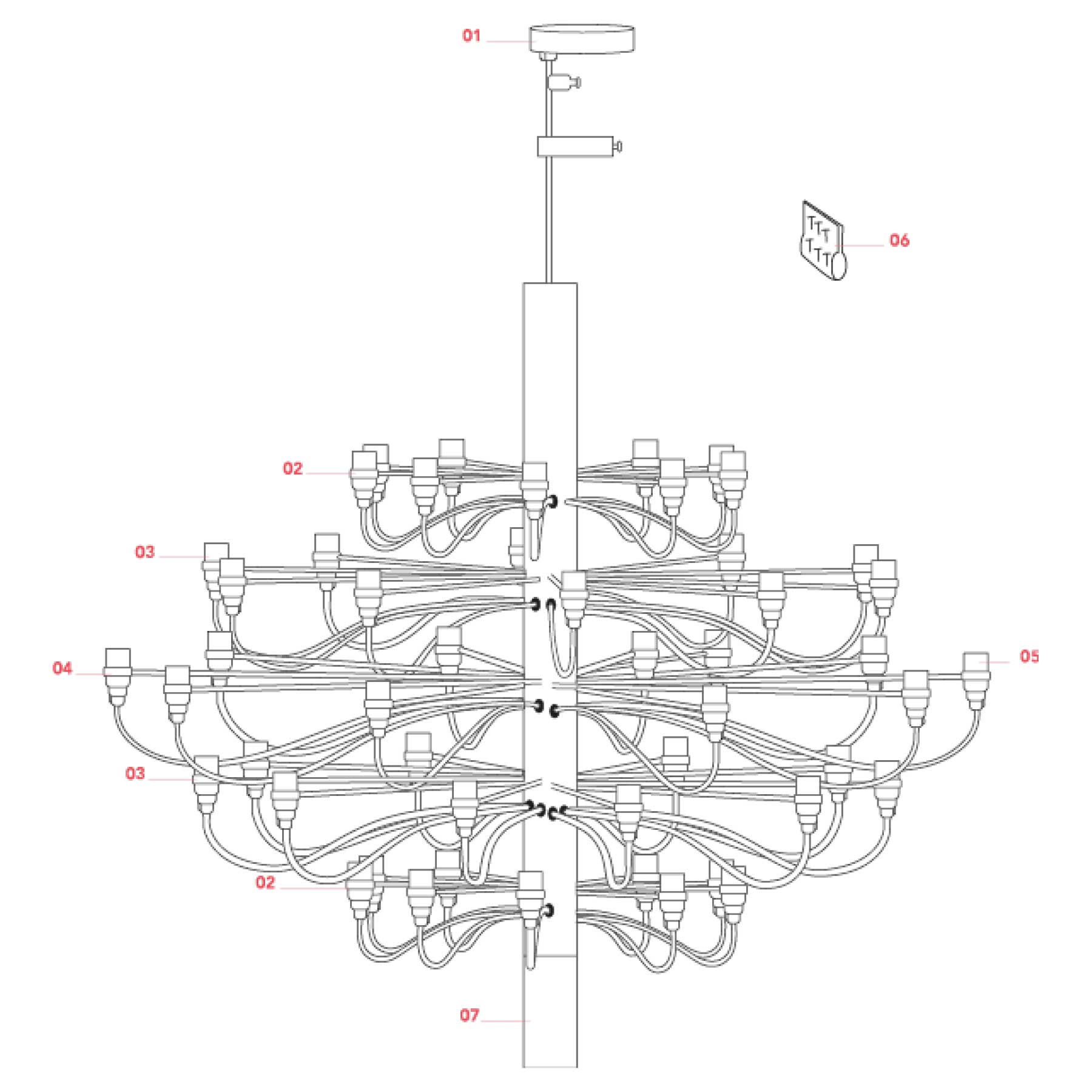 Flos 2097 E14 závěsný lustr
