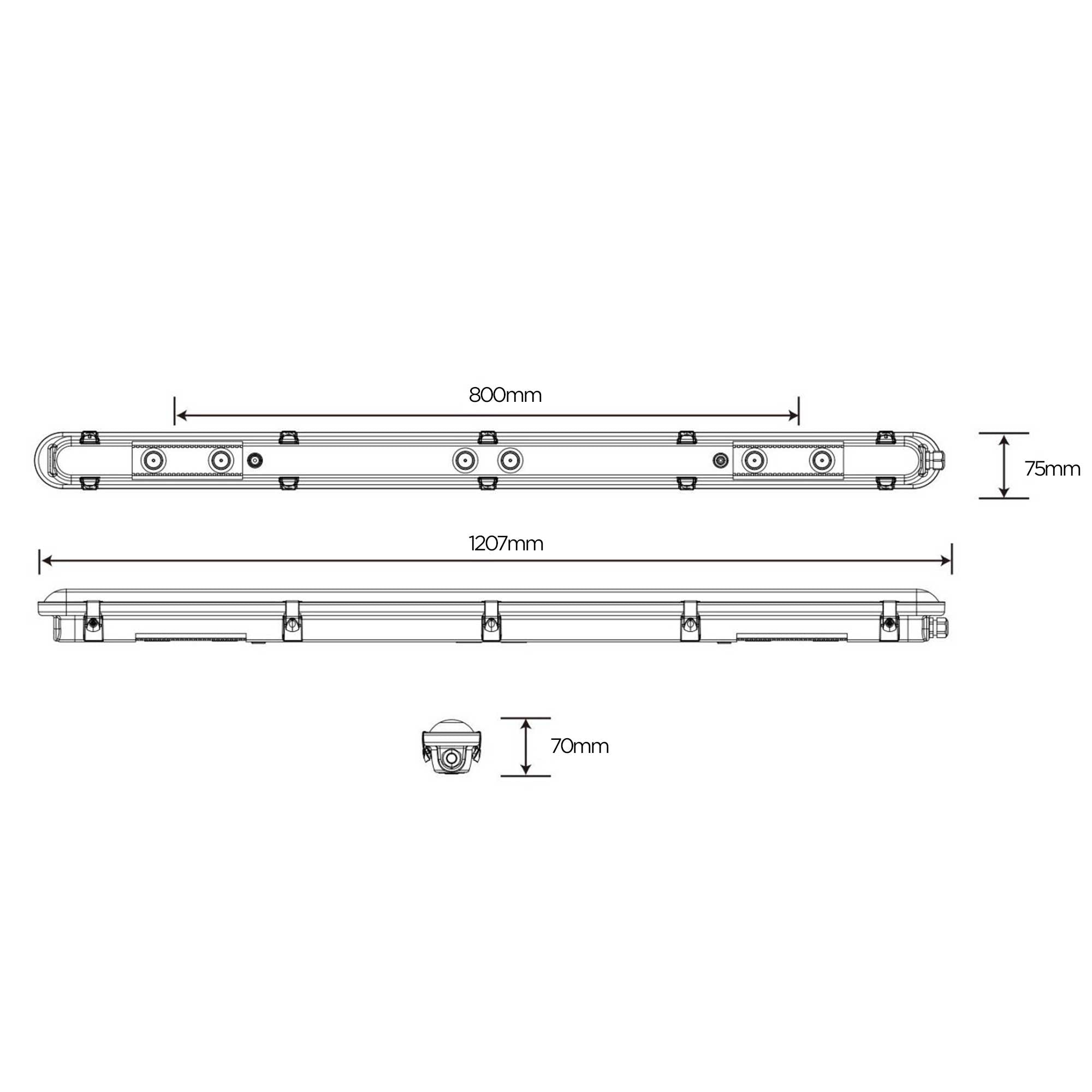 LED prachotesné priemyselné svietidlo 1200mm IP66