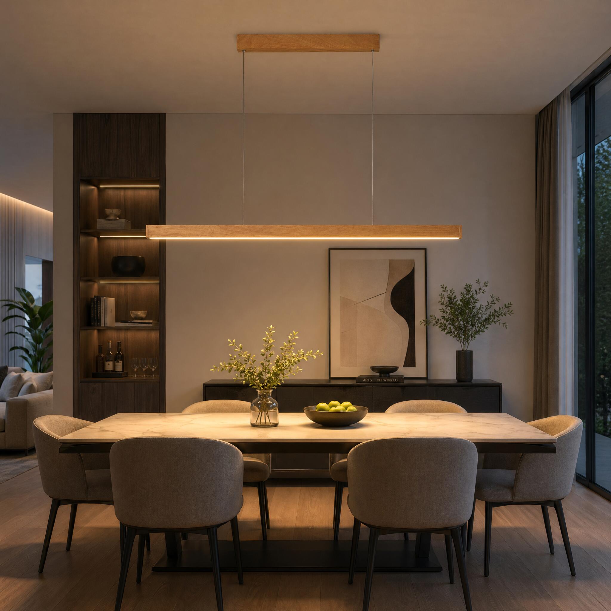 VK Light Orra LED závesné líniové drevené svietidlo
