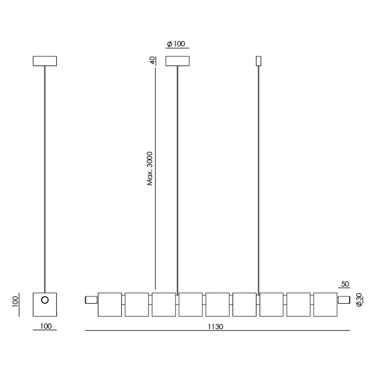 Aromas Cubic L LED závesný luster alabaster