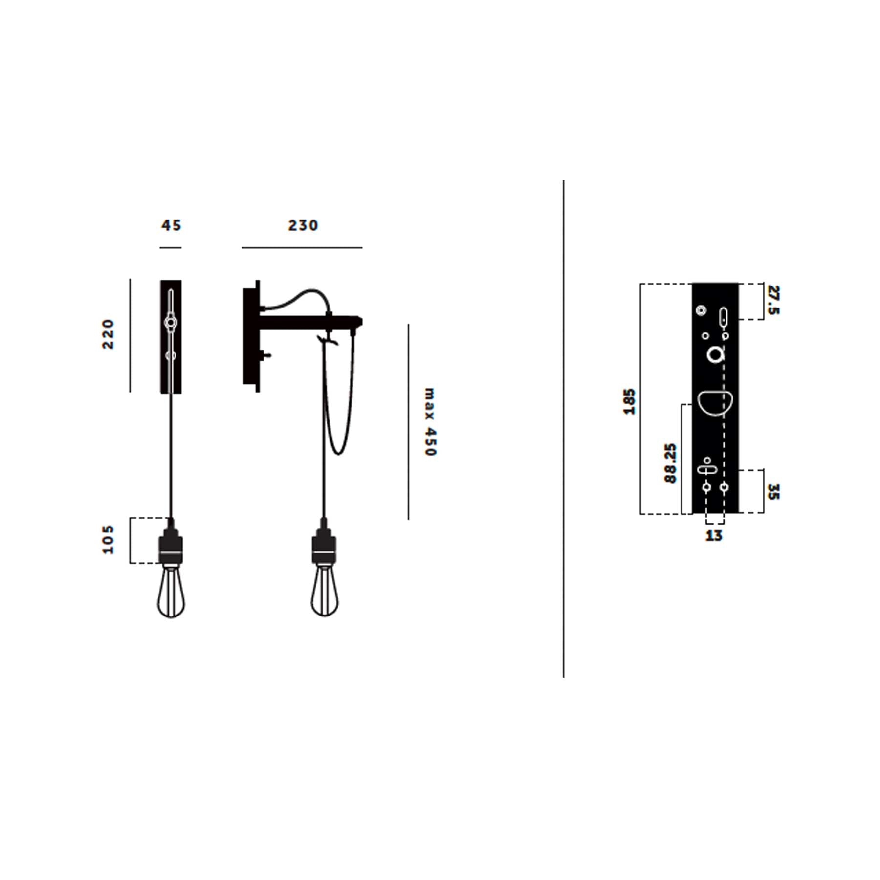 Buster & Punch E27 HOOKED nástěnné grafitové svítidlo