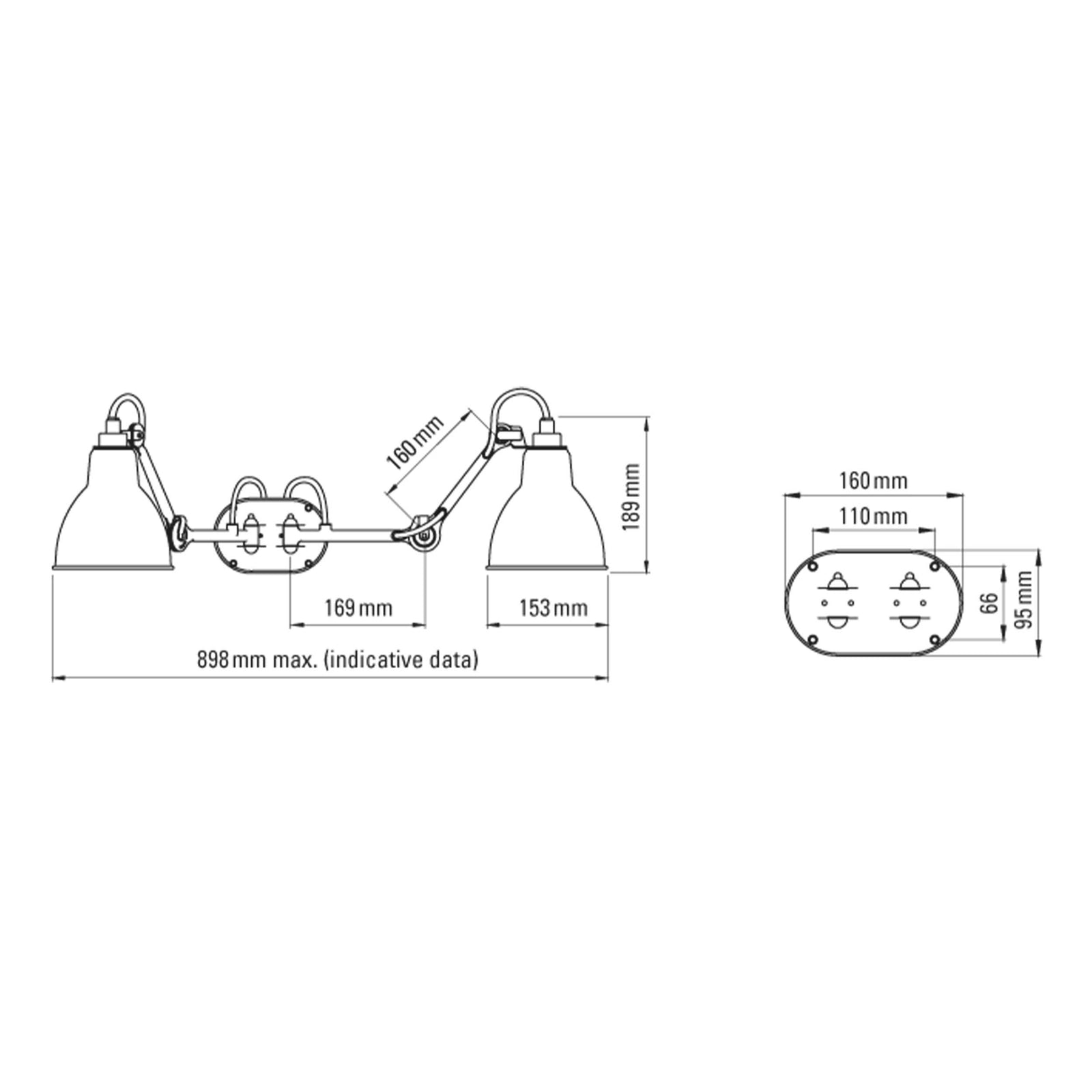 DCW éditions Lampe Gras N°204 E27 dvojité kúpeľňové svetlo IP44