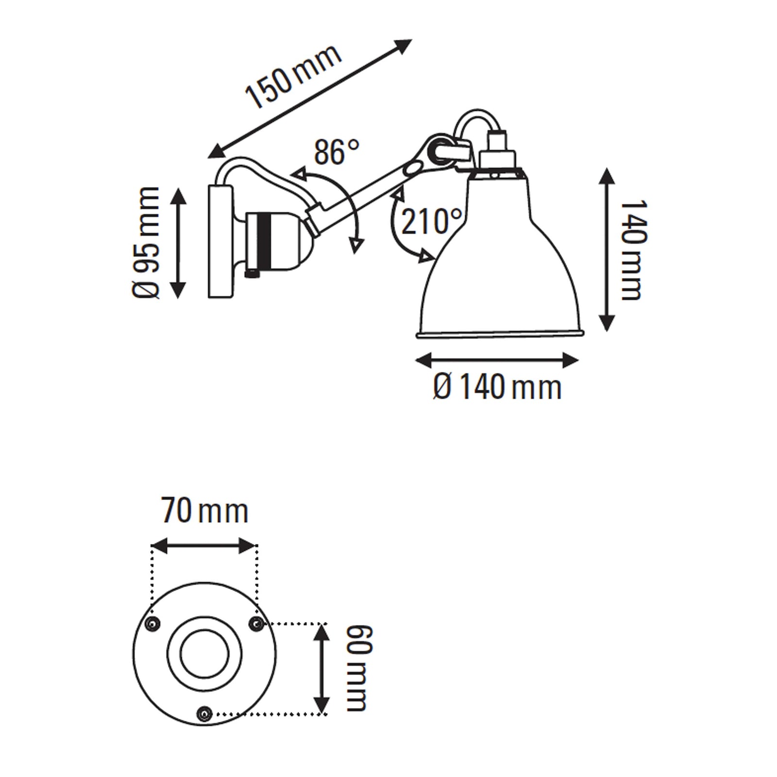 DCW éditions Lampe Gras N°304 E14 nástenné svietidlo