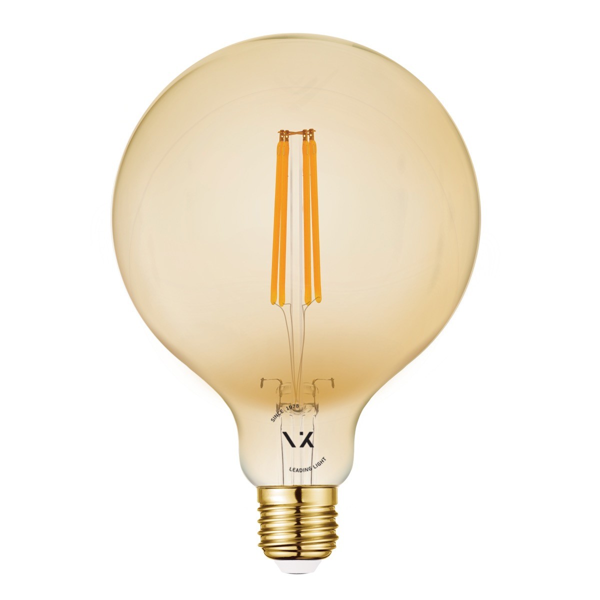 LED žiarovka VK Light Globo Filament Amber E27 ø125 2200K 7W s možnosťou stmievania