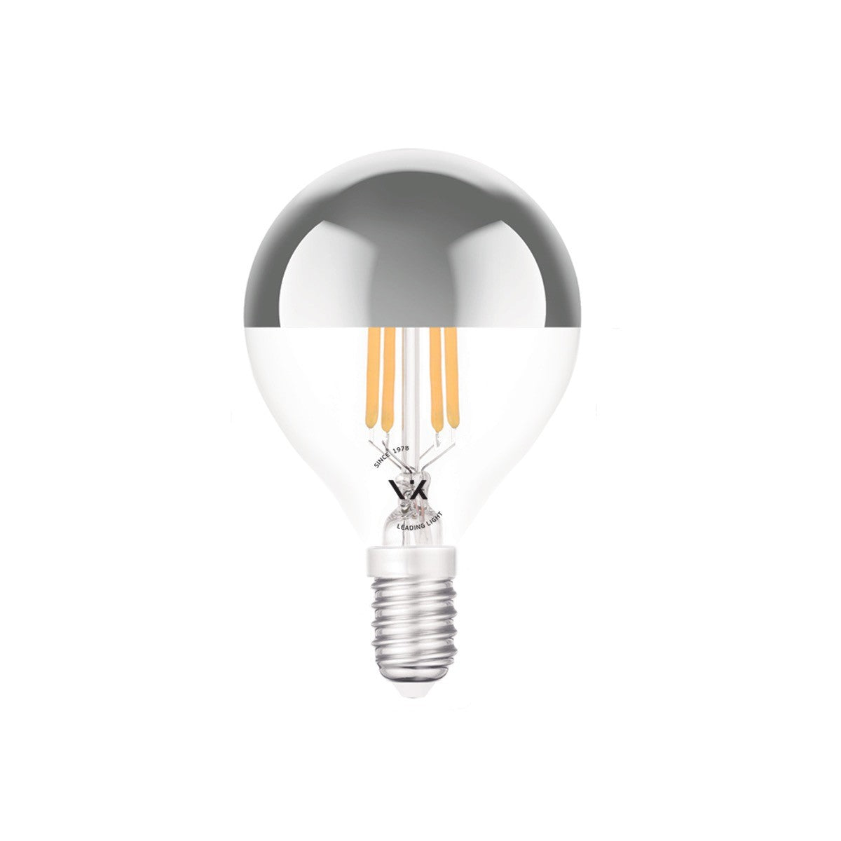 LED žiarovka VK Light Mini Globe Filament Silver E14 2700K 4,5 W, stmievateľná