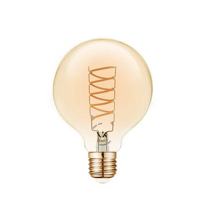 LED žiarovka VK Light Spiral Filament Amber-G80 E27 2200K 4,5W s možnosťou stmievania