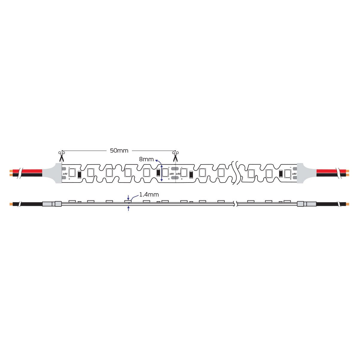 Bočný LED pás S-Type 24V CRI90 IP20 2700K (5 m)