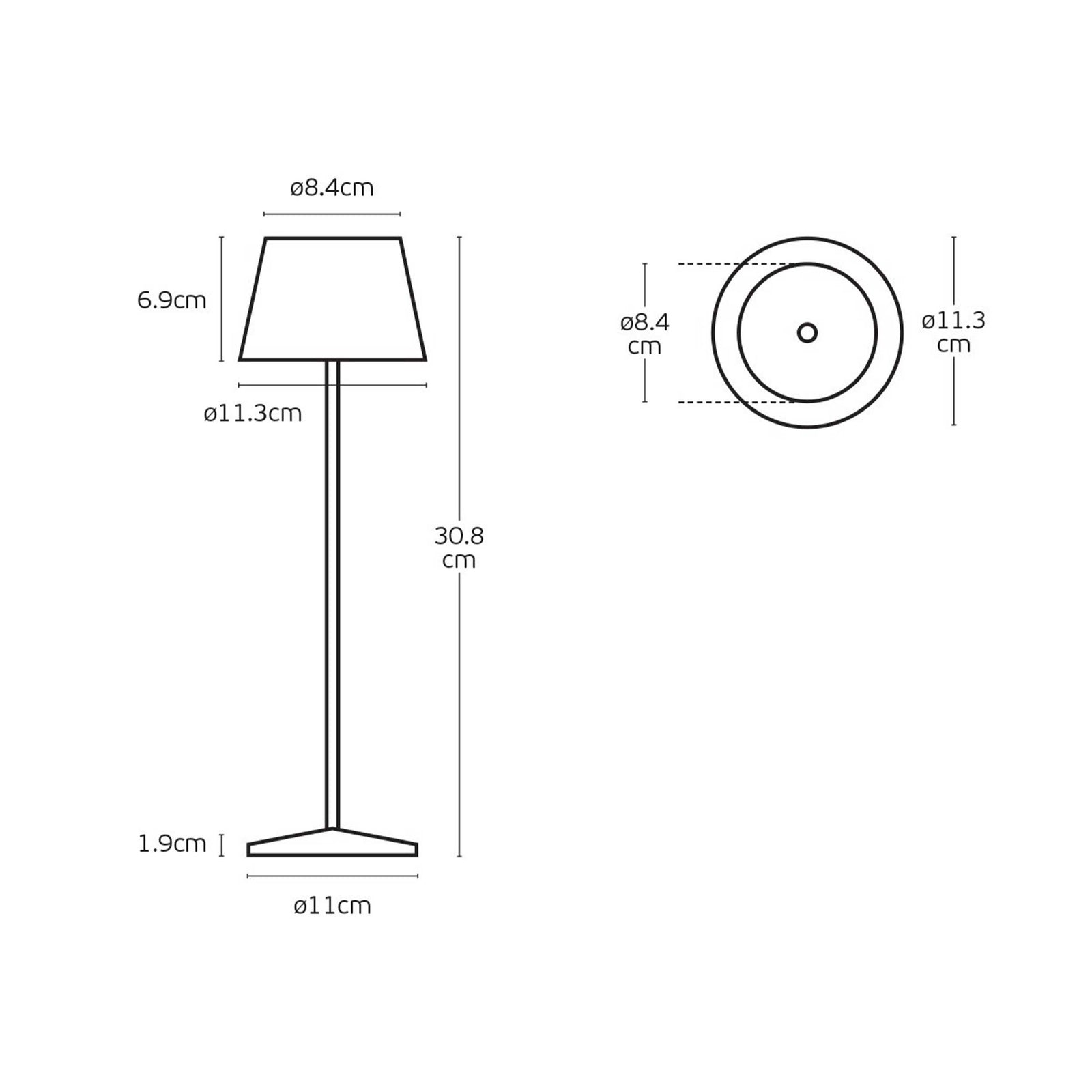 VK Light Opos LED stolová prenosná svietidlo IP65 okrúhla