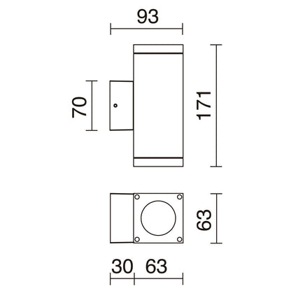 Dopo Cub up/down GU10 přisazené svítidlo šedé