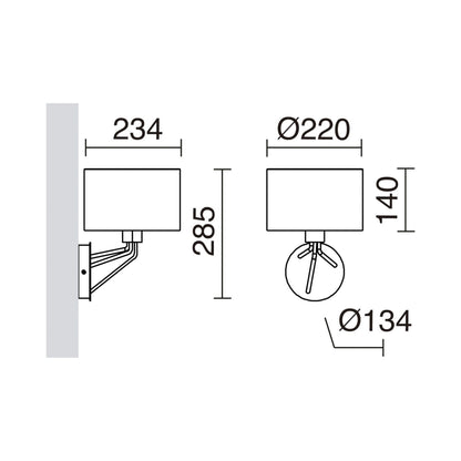 Exo Diagonal W E27 nástěnné svítidlo černé