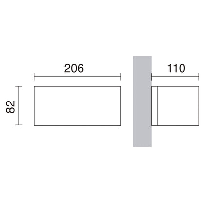 Dopo Isora up/down rectangle LED přisazené svítidlo černé